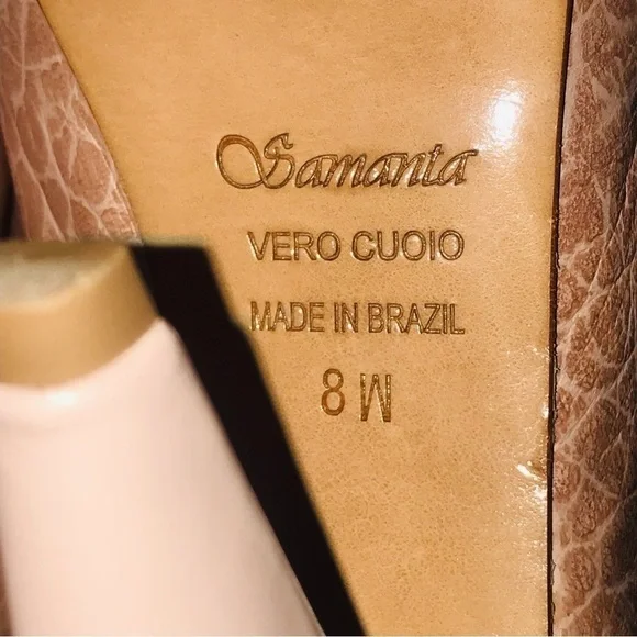 Samanta pink snakeskin print heels leather sz8 wide formal wedding casual boho - Picture 6 of 16